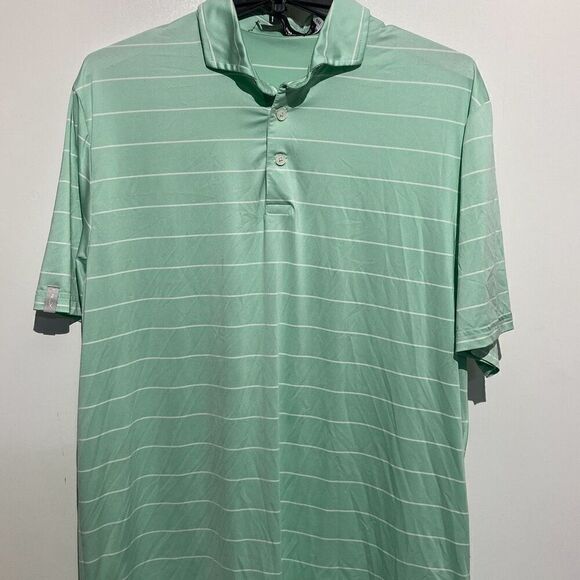 Ralph Lauren RLX Men's Green Stripe Short Sleeve Polo Shirt Size Medium - Picture 1 of 12